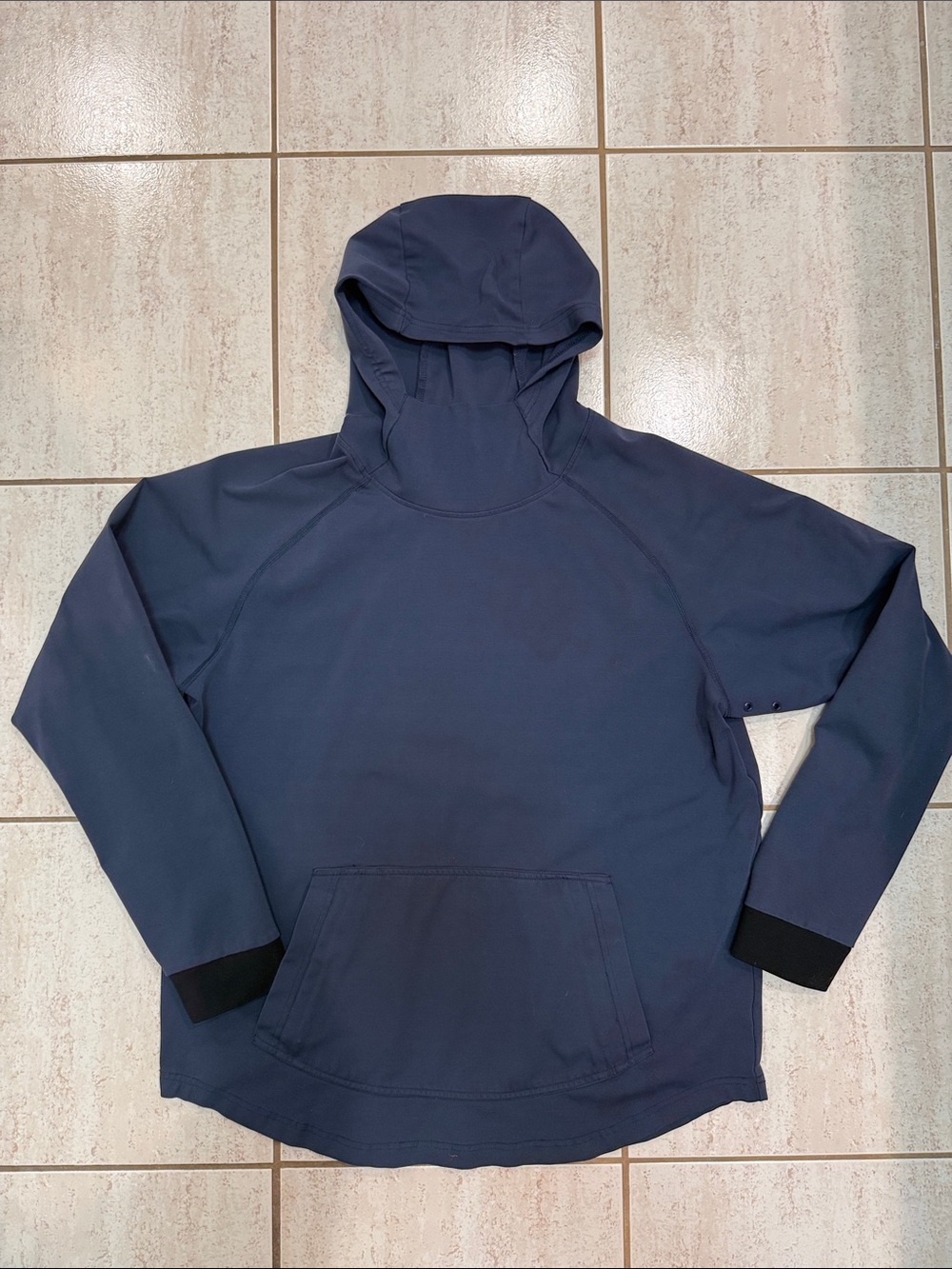 BYLT Basics Navy Hooded Pullover with Black Cuffs